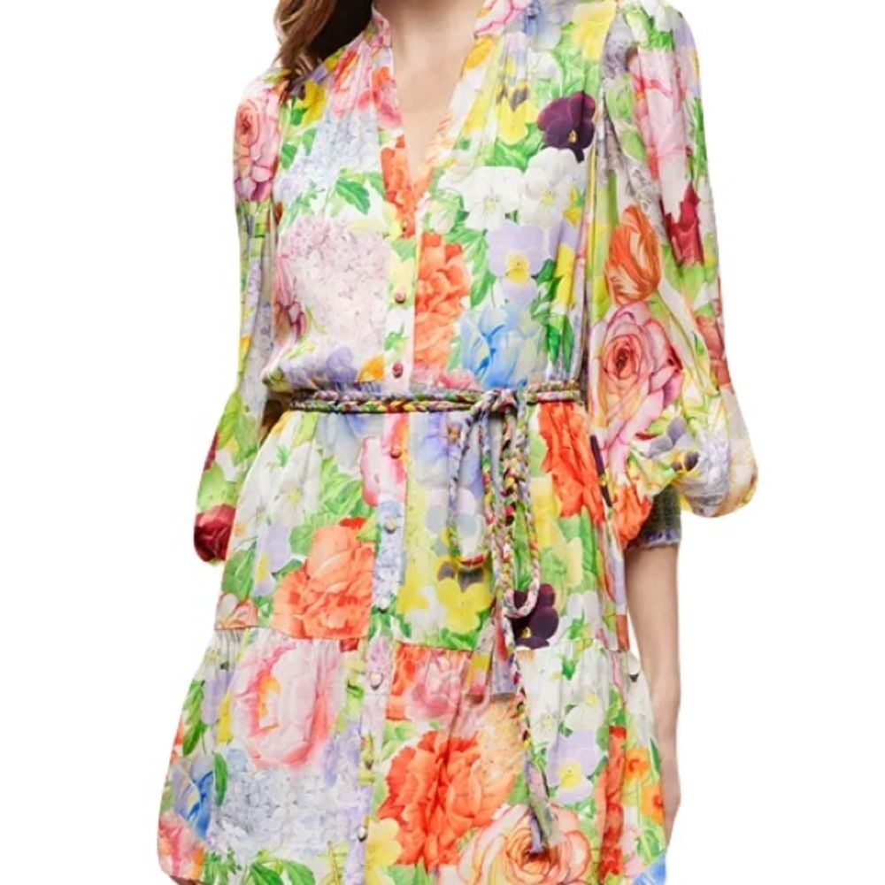 Alice + Olivia Antonette Long Sleeve Button Front Mini Dress 8 - Picture 2 of 13